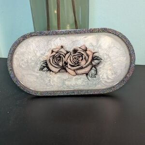 Elegant Glitter Rose Tray